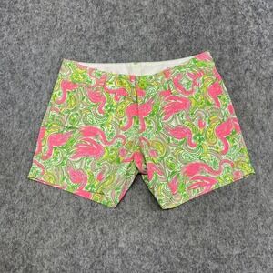 Lilly Pulitzer Shorts Womens 0 Pink Green Flamingo Paisley Callahan Chino Print